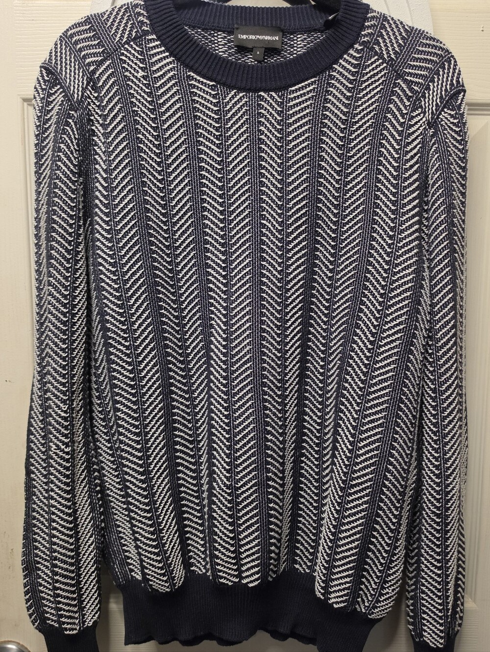 Emporio Armani Navy & White Knit Sweater